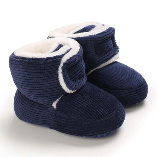 Tao Tao Baby Booties Newborn Infant Furry Cozy Soft Slippers Socks For Boy Girl, Winter Non-Slip Crib Shoes With Warm Lining Navy 0 Months