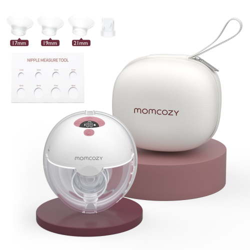 Momcozy M5 Portable Breast Pump Hands free, Wearable Breast Pump Red with Breast Pump Handbag, Red 1 Count