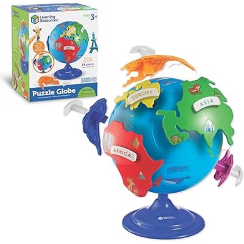 Learning Resources Puzzle Globe - Earth Montessori Toys, Preschool Classroom Must Haves, STEM World Puzzles , Educational Geography Games, Fine Motor Skills, Gifts for Boys and Girls