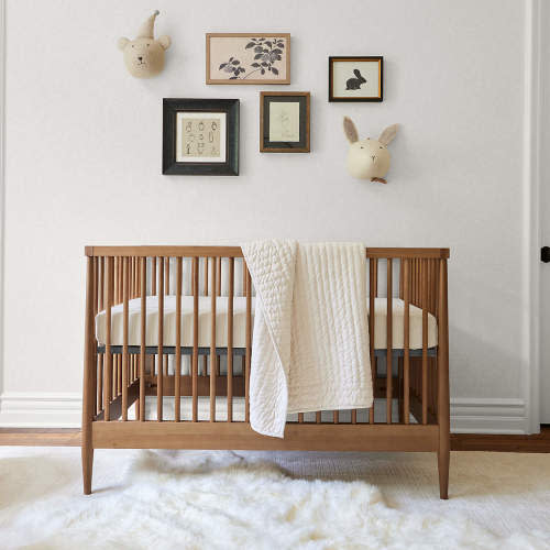 Hampshire Natural Brown Wood Convertible Baby Crib with Toddler Bed Rail