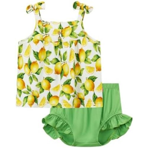 Bamboo Viscose Baby Girl Outfit Sleeveless Tops with Bloomers 2 Pieces Baby Girl Clothing Set