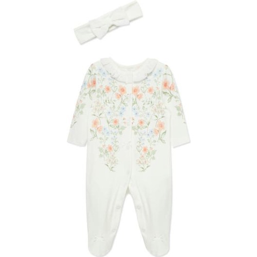 Ramble Rose Cotton Footie & Headband Set, 3M