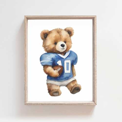 Football Print, Bear Football Nursery Art, Football Wal Art, Sport Wall Art, Sports Decor, Sport Nursery Prints, Children's Room Decor