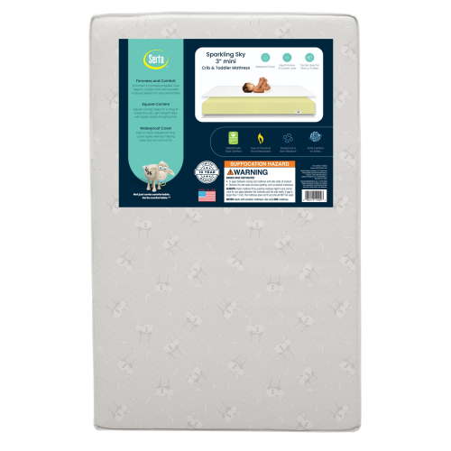 Serta Sparkling Sky 3" Mini/Portable Crib & Toddler Foam Mattress, GREENGUARD Gold
