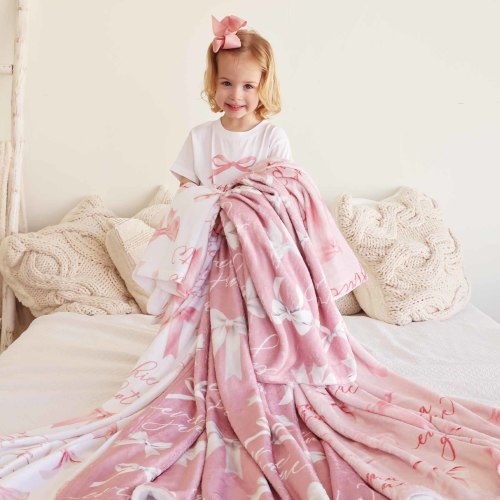 Bow Personalized Kids Blanket