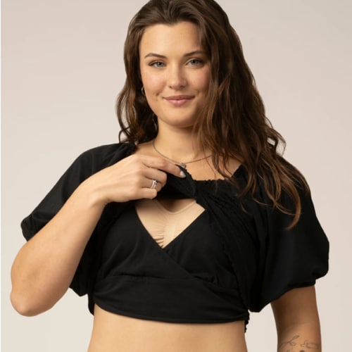 Sophia Smocked Cropped Nursing Top | Black - Kindred Bravely