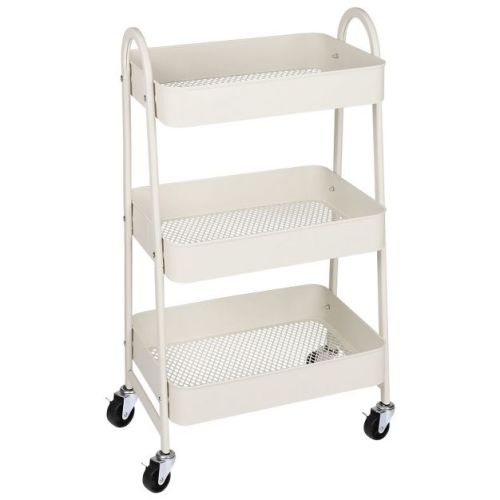 JIONJOY 3 Tier Utility Rolling Cart, Premium Metal Mobile Storage Cart with Lockable Wheels, Ultimate Organizer for Every Room in the House