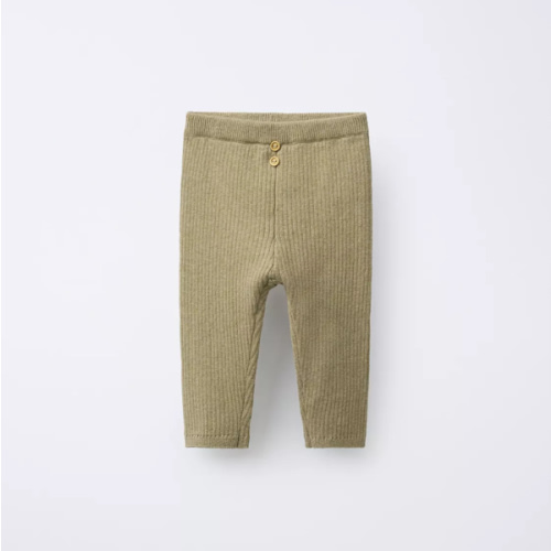 RIBBED LEGGINGS WITH BUTTONS - Greenish | ZARA United States