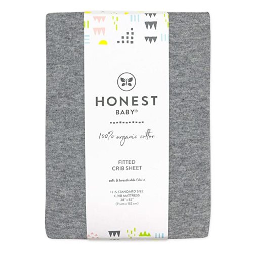 HonestBaby Organic Cotton Fitted Crib Sheet, Heather Gray, One Size