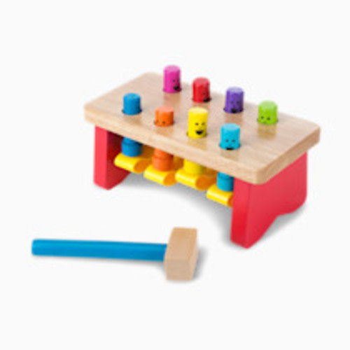 Melissa & Doug Deluxe Pounding Bench Wooden Preschool Learning Toy with Mallet