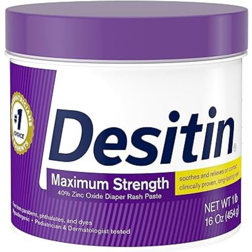 Desitin Maximum Strength Baby Diaper Rash Cream with 40% Zinc Oxide for Treatment, Relief & Prevention, Hypoallergenic, Phthalate- & Paraben-Free Paste, 16 oz