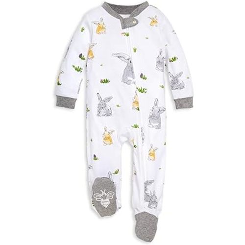 Burt's Bees Baby Boys' Sleep & Play PJs, 100% Organic Cotton One-Piece Zip Front Jumpsuit, Baby Boys Footie Pajamas & PJs