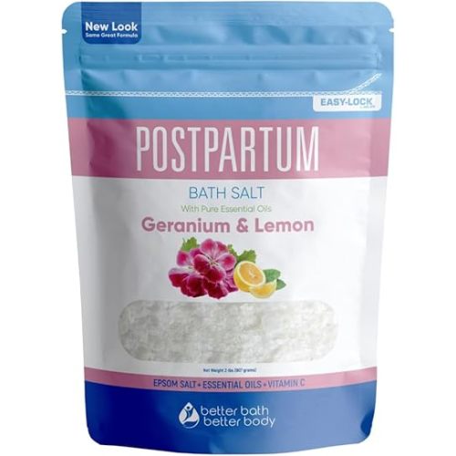 Postpartum Sitz Bath Soak (2 Lbs) Postpartum Care for New Moms Bath Salt with Essential Oils in Easy Press-Lock BPA-Free Pouch Made with Natural Ingredients Made in USA