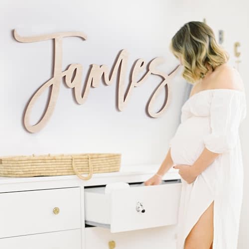 Custom Wood Name Sign for Nursery or Kids Room, Instant Font Preview, Multiple Styles Available Unpainted, Painted or Stained, Personalized Baby Gift (Unpainted Quick Ship Name Sign)
