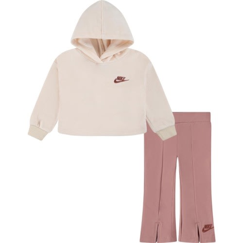 Baby Home Swoosh Home Velour Hoodie & Flare Leggings Set, 12M, Red Stardust