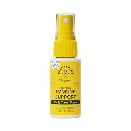 Propolis Throat Spray by Beekeeper's Naturals - 95% Bee Propolis Extract, Natural Immune Support & Sore Throat Relief - Antioxidants, Keto, Paleo, Gluten-Free (1.06 oz)(Pack of 1)