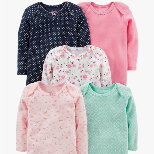 Simple Joys by Carter's Baby Girls' Long-Sleeve Bodysuit, Pack of 5