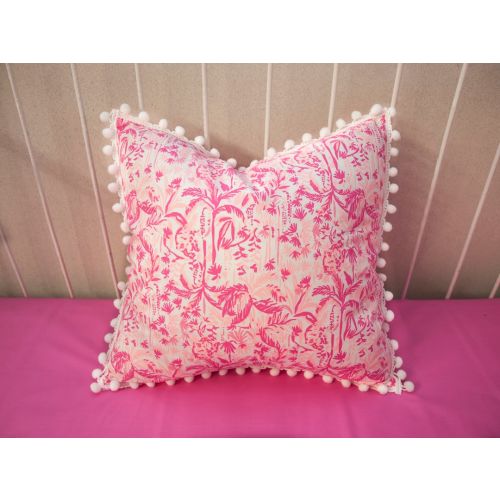 Decorative Pillow Cover - Hot Pink Palms, Tropical, Home Décor, Nursery Décor, Dorm Room Pillow, First Impression