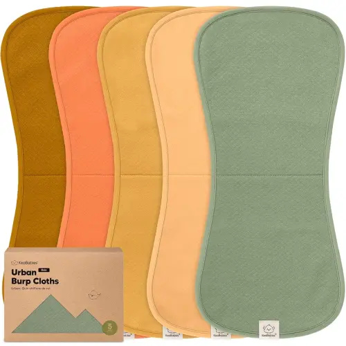 KeaBabies 5-Pack Organic Burp Cloths Baby Girl, Boy - Extra Large, Absorbent Baby Burp Cloths, Soft Burping Cloths for Babies, Newborn Burp Clothes, Cotton Burp Rags, Neutral Thick Burp Cloth (Phase)