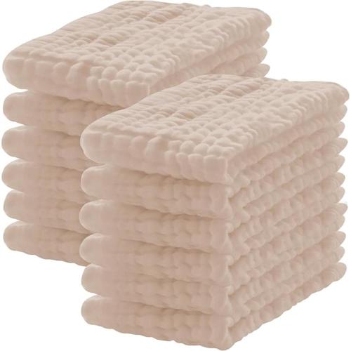 Pack Of 12 Cotton Muslin Burp Cloths For Babies