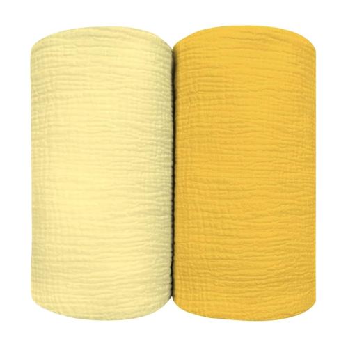 Muslin Swaddle Blankets for Baby, Large 47 x 47 Inches 2 Pack Set - Soft Breathable Cotton Wrap Burping Clothes Receiving Newborn Swaddle Blanket for Girl and Boy Nursery, Banana + Yellow
