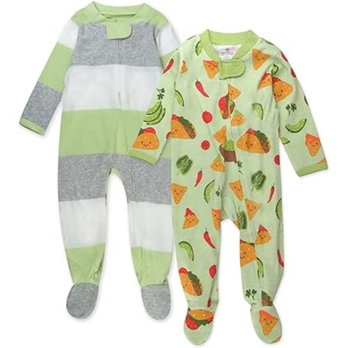 HonestBaby Baby Sleep N' Play One-Piece Zip-Front Footed Organic Cotton Pajama Sleeper