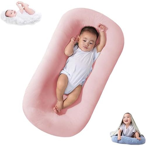 Baby Lounger Pillow Soft Organic Cotton Breathable Lounger for Newborn, Baby Lounger for Newborn, Infant Lounger for Baby Rest & Activity (Pink1)