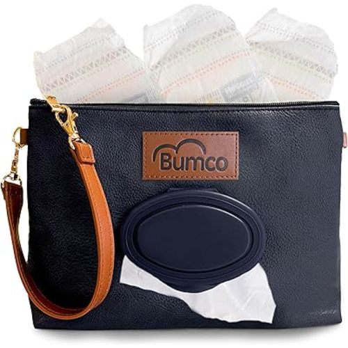 Bumco Diaper Clutch - Portable Wipes Dispenser & Baby Travel Essential, Airtight Baby Wipes Dispenser, Refillable Wipes Container, Travel Baby Essentials, Baby Wipe Dispenser, Diaper Bag Purse