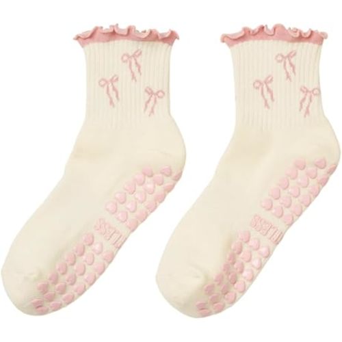 Shapes Studio Crew Half Calf Grip Socks, Cutest Fruits Pilates Socks, Ruffle socks, Non-Slip, Barre Yoga Fitness