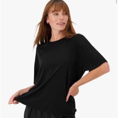 Hanes Women's Originals SuperSoft Comfywear 2 Piece Lounge Boxy T-Shirt & Sleep Shorts Loungewear Set