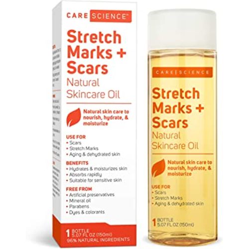 Care Science Natural Skin Care Body Oil Serum For Scars and Stretch Marks | Face and Body Moisturizer | Hair, Anti Aging, Dehydrated Skin, C Section Recovery | Vitamin E, Olive Oil, Coconut Oil, 5 Oz
