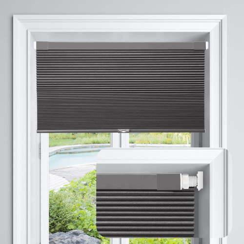 LazBlinds Cordless Cellular Shades, No Tools No Drill Blackout Honeycomb Shades Pleated Blinds for Windows, 20'' W x 48'' H, Midnight Black