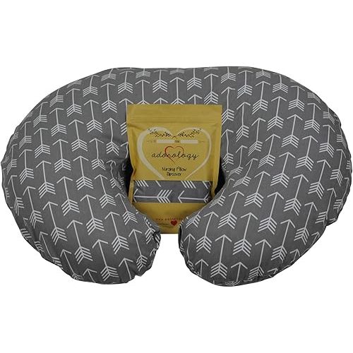 Adorology Nursing Pillow Slipcover, Gray Arrow Design, Maternity Breastfeeding Newborn Infant Feeding Cushion Cover Case, Baby Shower for New Moms