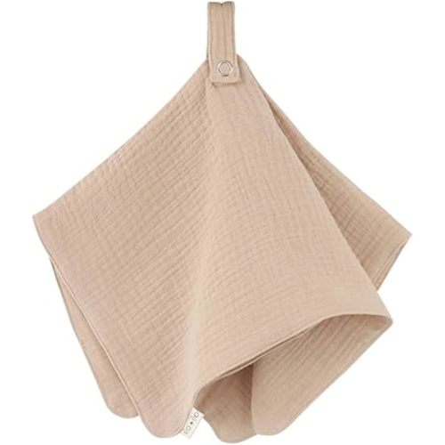 Ali+Oli Security Blanket for Baby (Sand) Pacifier Blanket Holder Made with Soft Muslin Cotton, Cuddle Blanket with Lead-Free Button Snap Closure, Pacifier Holder, Baby Blankets (15"x15")