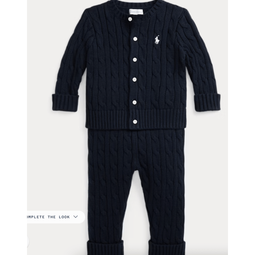 Cable-Knit Cotton Cardigan & Pant Set