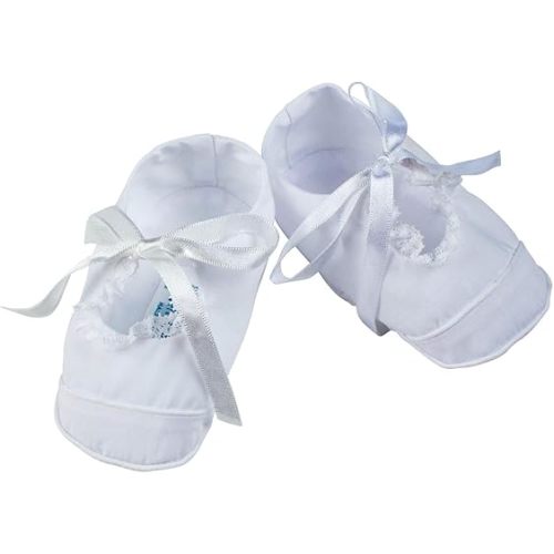 Feltman Brothers White Lace Trimmed Baby Girl Booties, 0-9m