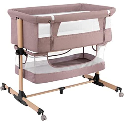 3 in 1 Adjustable Portable Crib, Bassinet and Bed for Infants - Khaki