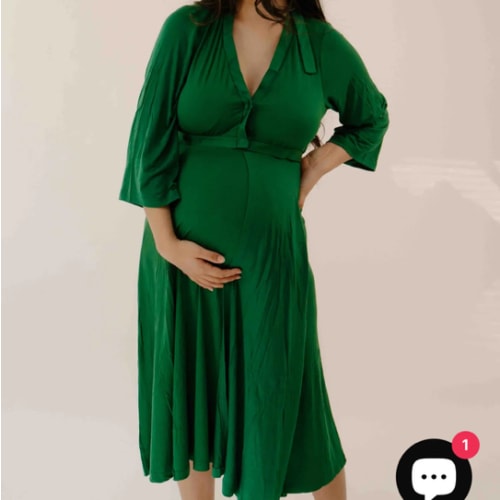 Lila Labor & Postpartum Gown in Emerald