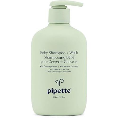 Pipette Baby Shampoo and Body Wash Tear-Free with Renewable Plant-Derived Squalane, Calming, 12fl oz