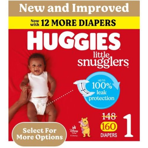 Huggies Little Snugglers Baby Diapers, Size 1 (8-14 lbs), 160 Ct (Select for More)