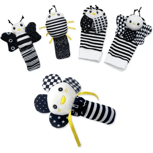 BABY K Rattle Socks & Wrist Rattles and Hand Rattle (Set E+ Flower)