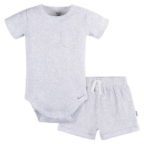 2-Piece Baby Boys Grey Heather Bodysuit and Shorts Set
