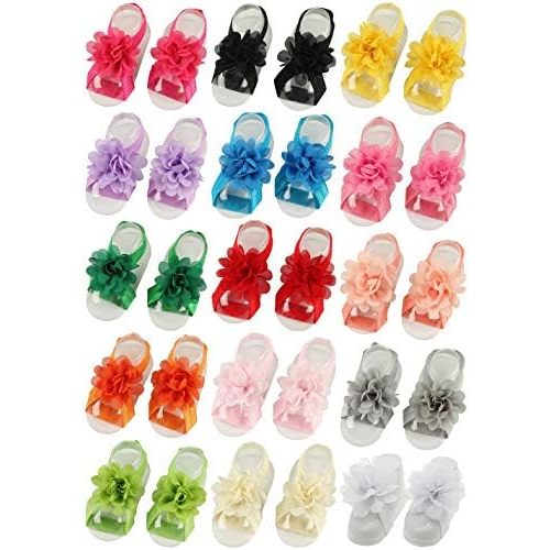 Toptim Baby Girl's Barefoot Sandals Flower for Newborn Toddlers (0-3T)