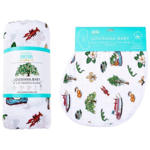 Louisiana Baby Muslin Swaddle Blanket & Bib - Buy Now