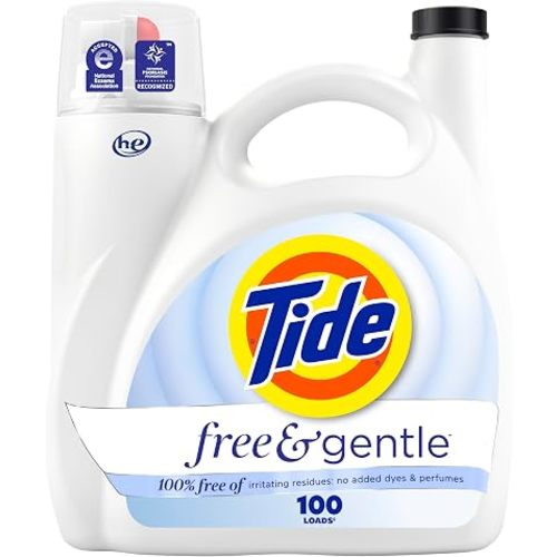 Tide Free & Gentle Liquid Laundry Detergent, 100 Loads, 132 fl oz, Tide Laundry Detergent, Clean Laundry Detergent