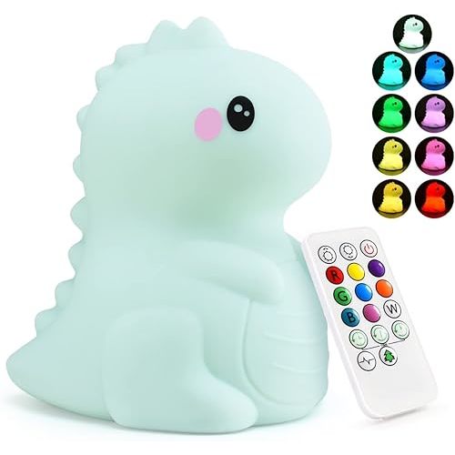 PAMANO LED Silicone Night Lights - USB Rechargeable Animal Lamps with Touch Sensor and Remote Control - Portable Color Changing Glow Soft Cute Kawaii Gifts Room Decor