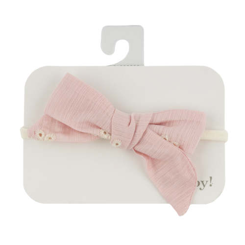 oh baby! Embroidery Bows on Nylon Headband - Dusty Pink