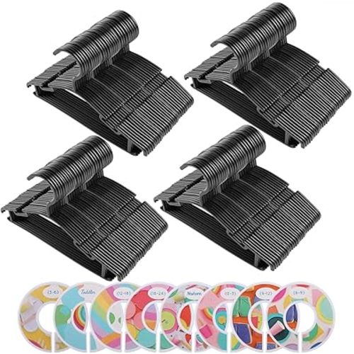 GoodtoU Baby Hangers for Closet Kids Hangers 100 Pack Black Plastic Smooth Finish