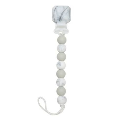 Loulou Lollipop Lolli Soother Holder In Silicone Clip - Marble Gray