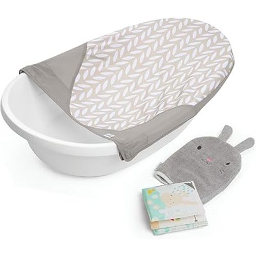 Ingenuity Sylvi Full Comfort 3-in-1 Grow with Me Baby Tub, Newborn to Toddler Baby Bath Tub, Supportive Sling, Includes Sylvie Wash Mit & Book, Easy Release Drain Plug, 0M+